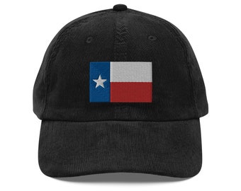Texas Flag Embroidered Vintage corduroy cap