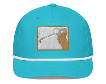 Golfer Swinging Embroidered Golf Rope Cap | Stylish Outdoor Headwear for Golf Lovers & Sports Enthusiasts