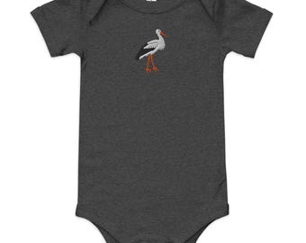 Stork Embroidered Baby short sleeve one piece