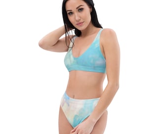 Pastel Soft Abstract Recycled high-waisted bikini