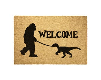 Bigfoot Walking Dinosaur Welcome Mat - Fun Outdoor Decor, Unique Entrance Rug, Perfect for Kids & Pet Lovers