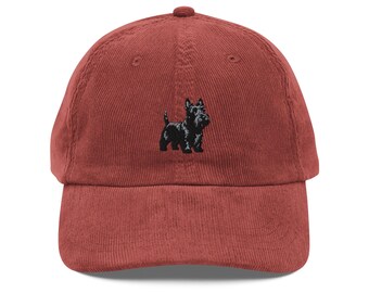 Scottish Terrier Embroidered Vintage corduroy cap