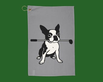 Boston Terrier Golf Towel with Clip