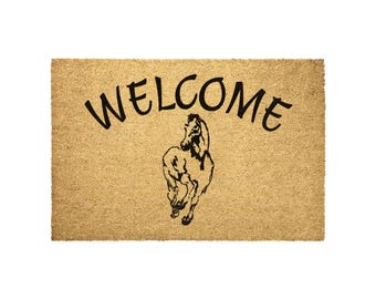 Welcome Horse Door Mat - Home Decor for Horse Lovers, Durable and Stylish Entryway Mat, Perfect for Farmhouse & Country Style Homes