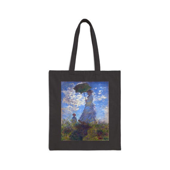 Monet 'Woman With Parasol' Cotton Canvas Tote Bag: Art Lover Gift