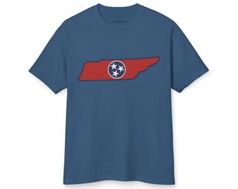Tennessee Flag Tee, State Shape Cotton Shirt, Patriotic Graphic Top, USA Pride Apparel, Souvenir Unisex T-Shirt, TN Gift Idea