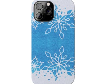 Slim Phone Case For iPhone 7-15 Winter Snowflakes Original Art Design
