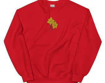 Sweatshirt Embroidered Daffodils Sweatshirt Unisex Adult