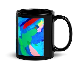 Ceramic Mug "Abstract Reflection" Black Glossy Coffee Cup