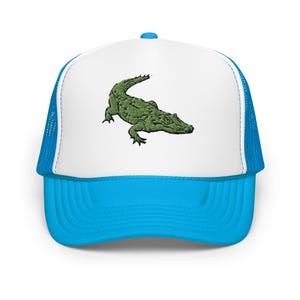Alligator Embroidered Trucker Hat: Foam Snapback Cap for Outdoor Adventures & Casual Wear