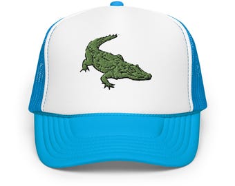 Alligator Embroidered Trucker Hat: Foam Snapback Cap for Outdoor Adventures & Casual Wear