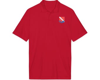 Polo/maglietta sportiva traspirante con bandiera da sub ricamata / Maglia sportiva traspirante