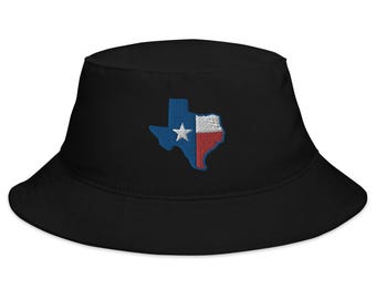 Texas State Flag Embroidered Bucket Hat - Unisex Adult Hat, Texan Pride, Sports & Outdoor Fashion Accessories