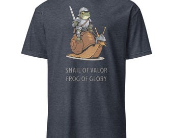 Snail of Valor Frog of Glory T-Shirt - Short Sleeve Unisex Casual Tee, Funny Animal Graphic Shirt, Unique Gift for Men & Women