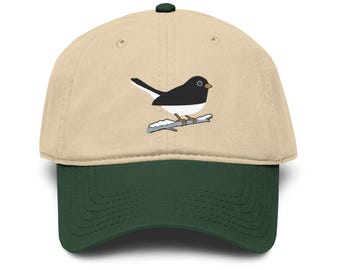 Dark-eyed Junco Snowbird Embroidered Garment Washed Baseball Cap
