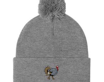 Turkey Embroidered Pom-Pom Beanie