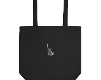 USA Flag Eco Tote Bag - Statue of Liberty Design, Reusable Shopping Bag, Sustainable Gift, Patriotic Tote for Americans