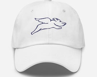 When Pigs Fly Embroidered Dad Hat | Flying Pig Hat | Front & Back Embroidery