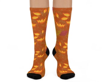 Fiery Spooky Smiles Crew Socks For Halloween