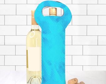 Light Blue Wine Tote with Cork Screw