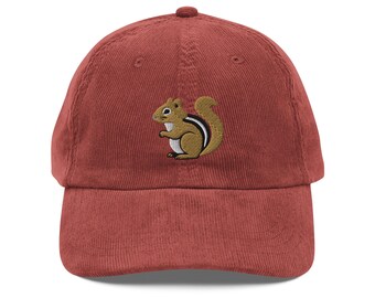 Embroidered Chipmunk Embroidered Vintage corduroy cap
