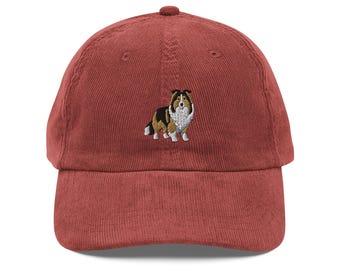 Shetland Sheepdog Embroidered Vintage corduroy cap