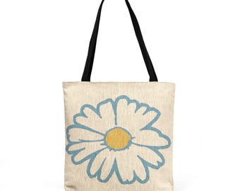 Daisy Flower Woven Tote