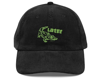 Later Gator Embroidered Vintage corduroy cap – Adjustable Retro Hat for Men & Women, Casual Streetwear Accessory