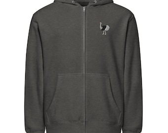 Ostrich Embroidreed full zip hoodie
