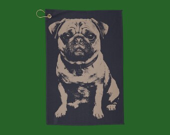Pug Dog Golf Waffle Towel