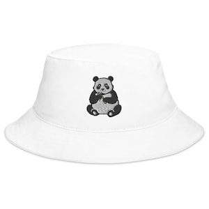Sombrero de pescador Chill Panda – Sombrero de pescador con vibraciones de bambú bordadas