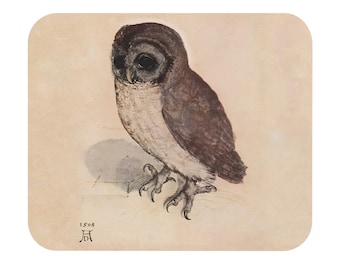 Albrecht Durer Little Owl Mouse Pad, Rectangle Desk Mat for Art Lovers, Office Decor, Tech Accessories, Cute Animal Print, Artist Gift