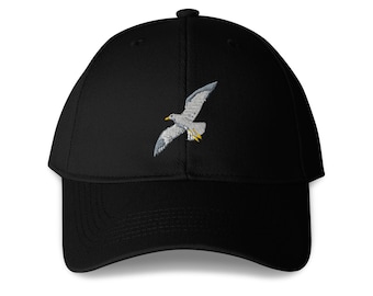 Flying Seagull Embroidered Bird 6-Panel Adjustable Baseball Cap