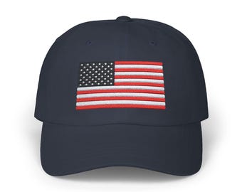 Embroidered USA Flag Classic Cap, Patriotic Hat, Vintage Baseball Cap, American Flag Baseball Hat, Fourth of July Cap