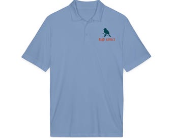 Bird Addict DTF Print Polo | Birding Lover Collared Moisture Wicking Shirt