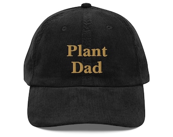 Vintage Embroidered Plant Dad Corduroy Cap – Adjustable Unisex Garden Hat, Plant Lover Gift, Casual Outdoor Style