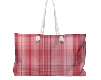 Coral Plaid Weekender Bag