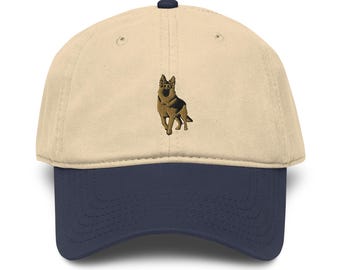 German Shepherd Embroidered Garment washed baseball cap
