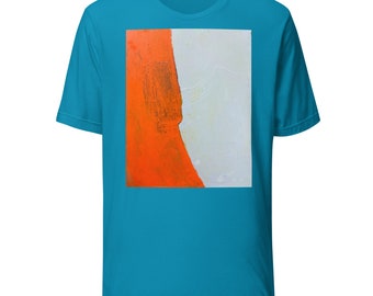 Minimal Abstract Unisex T-Shirt in Orange & Gray - Trendy Graphic Tee for Casual Wear, Comfortable and Stylish Fashion Statement