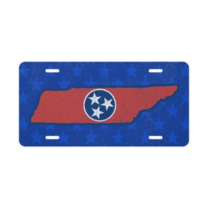 Tennessee State Flag Vanity License Plate - Custom Car Tag Decor, TN Souvenir Gift, Custom Auto Accessories