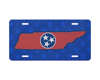 Tennessee State Flag Vanity License Plate - Custom Car Tag Decor, TN Souvenir Gift, Custom Auto Accessories