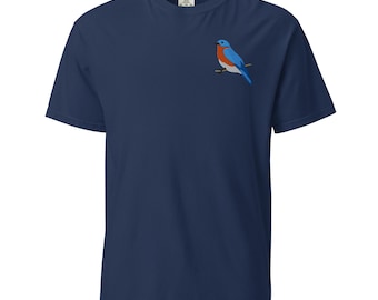 Eastern Bluebird Embroidered Unisex garment-dyed heavyweight t-shirt