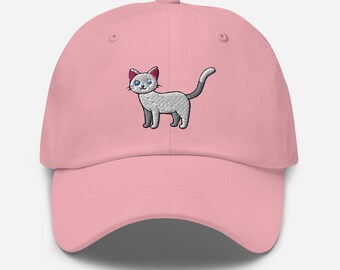 Kawaii Cute Cat Embroidered Dad Hat – Adorable Kawaii Kitty Cap – Perfect Gift for Cat Lovers – Casual and Trendy Style