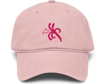 Pink Honeysuckle Embroidered Garment washed baseball cap