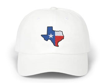Texas State Shaped Flag Embroidered Cap, Texas Dad Hat, Lone Star State Baseball Dad Cap
