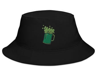 Green Beer Embroidered Bucket Hat | Perfect St. Patrick's Day Gift | Trendy Green Hat for Summer Fun & Festivals