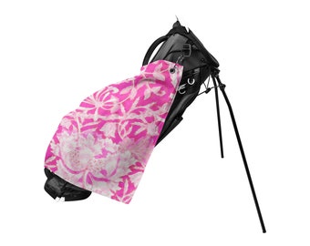 Stylish Pink Honeysuckle Waffle Golf Towel - Elevate your Golf Game in Style