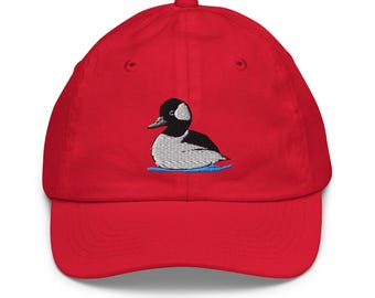 Adorable Buffle Head Duck Embroidered Youth baseball cap Ages 5 and up