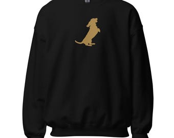 Dachshund Silhouette Embroidered  Jumping Wiener Dog Unisex Sweatshirt