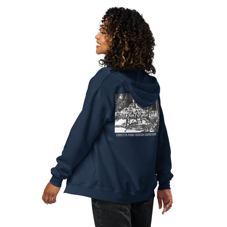 Forsyth Park Fountain Back Print Unisex zip hoodie